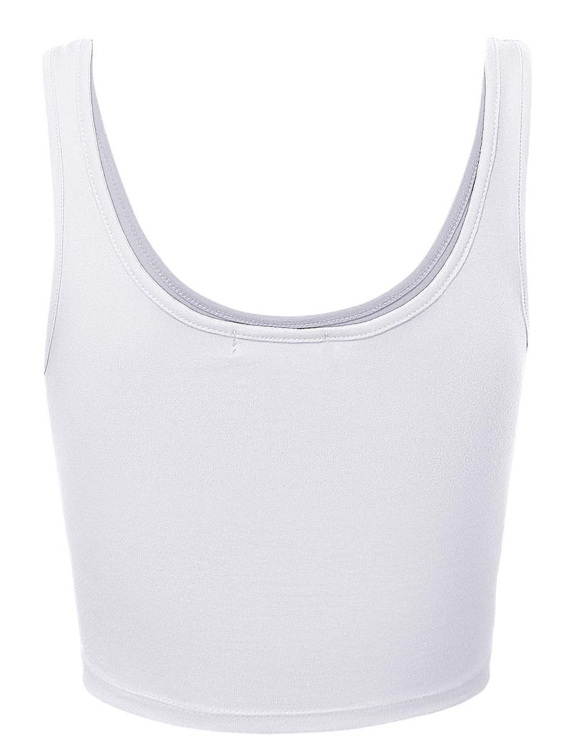 HATOPANTS Women Sleeveless Racerback Crop Tank Top Cami Backless Scoopneck Shirts White L - Image 3